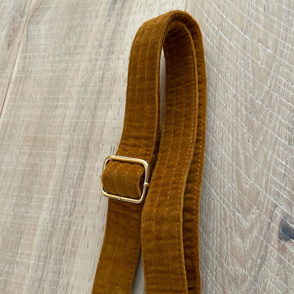 Sezane Velvet Shoulder or Crossbody Strap. Saffron.